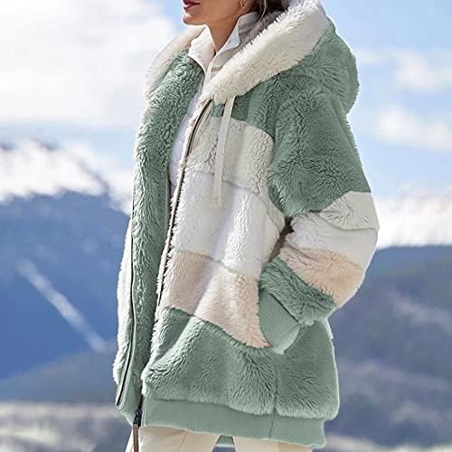 מעילי חורף Topunder לנשים עם שרוול ארוך מעילים רכים שרפים מעילי ברדס מרופדים עם כיסים ז'קט גדול עם רוכסן