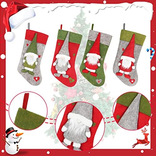 DreamPark 8 חבילה גרבי חג המולד 18 קישוט גרבי חג המולד גדול - גרני איילים של גנום סנטה שלג איילים פינגווין