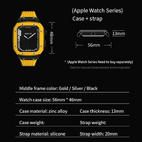 Dyizu ללהקת Apple Watch Series 7 סגסוגת שעון מארז 44 ממ 42 ממ 45 ממ גומי מתכת יוקרה גומי נירוסטה אביזרי