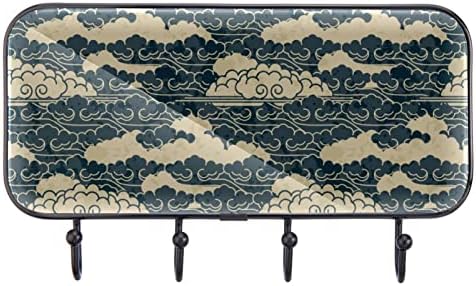 קיר קיר מעיל מעיל ענן יפני מסורתי, מתלה מעיל כניסה עם 4 חיבור לעיל מעיל גלימות ארנק מגבות חדר אמבטיה
