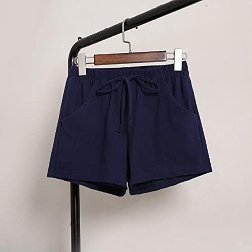 מכנסי פשתן כותנה לנשים מכנסיים קצרים במותניים בקיץ מזדמנים מכנסיים קצרים בטרקלין נוחיים מכנסיים קצרים