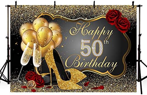 מהופוטו רקע תמונה נוצץ נצנצים זהב שחור עקבים גבוהים שמפניה אישה בלוני ורדים אדומים מסיבת יום הולדת שמחה