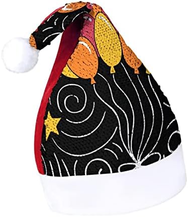 יום הולדת שמח בלון פאייטים חג המולד כובע סנטה קלאוס כובע מצחיק הדפסת עבור גברים נשים חג המולד מסיבת