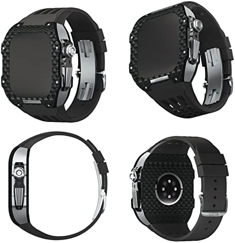 Houcy for Apple Watch Band 8 7 6 5 4 SE 44/45 ממ סדרה, ערכת שינוי פס שעון יוקרה, רצועת פלואורובבר סיבי