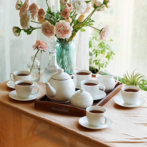 BTAT - ערכת תה מלכותית, 4 כוסות תה, סיר תה, סט קרם וסוכר, סט תה סין, שירות תה, כוסות תה וסט צלחת, סט