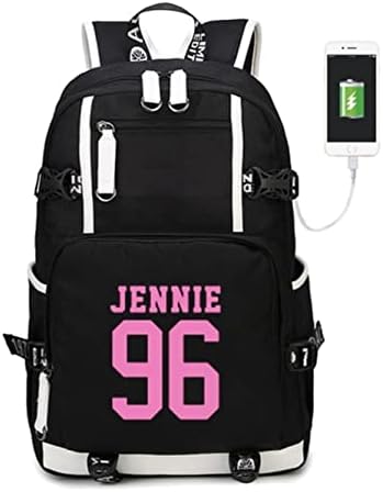 Justgogo Kpop Jisoo Jennie תרמיל Daypack תיק תיק נייד תיק שקית תיקי תיקי ספרים עם נמל טעינה USB