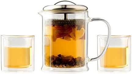 קאסוור 3 חלקים קיר כפול בורוסיליקט סיר תה סיר תה