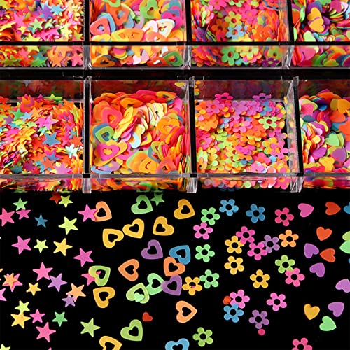 12 צבע התאגרף נייל אביזרי פאייטים ניאון פרפרים כוכביםאהבה מעורב צבע מוצרים חדשים מתאים למכוני ציפורניים