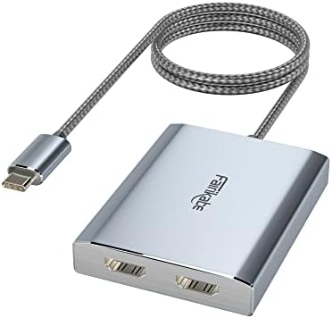 USB C עד מתאם HDMI כפול 4K עבור M1 M2 MacBook, Fairikabe USB C Hub כפול HDMI מתאם לשני צגים, USB C ל-