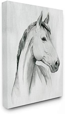 סטופל תעשיות סוס דיוקן אפור ציור עיצוב, עוצב על ידי גרייס פופ קיר אמנות, 16 איקס 1.5 איקס 20, בד