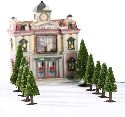 15 יחידות ירוק נוף נוף עצי ארז עצי עם בסיס, חג המולד ארכיטקטורת עצי מיניאטורי, ירוק מיני עץ סט מזויף