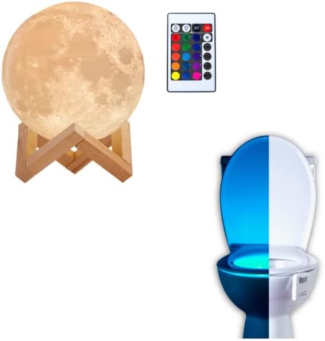 זוהר מחשבות חבילה של שינה טובה בלילה: 16 צבע אור שירותים ומנורת ירח