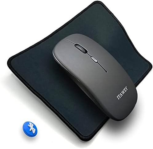 Itawey Bluetooth Mouse and Pad Combo, אלחוטי, נטען, קליקים שקטים, סט קומפקטי, 1600 dpi דיוק גבוה לטאבלט