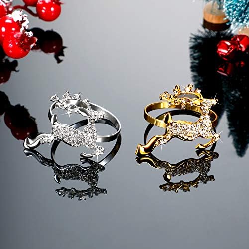12 חלקים טבעות מפיות לחג המולד איילים מפיות מפיות מחזיק אבזם צבי מפית מפית מחזיק טבעת טבעת סגסוגת מפית
