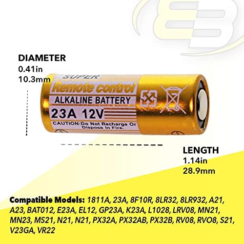 Exell EB-23A Alkaline 12V סוללה מחליפה 27A, A27, B-1, CA22, EL-812, EL812, G27A, GP27A, L828, MN27,
