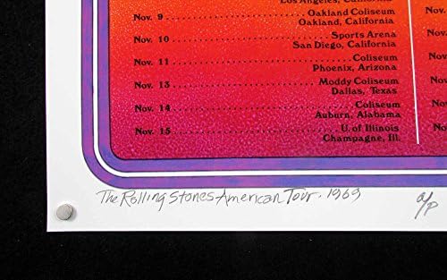 רולינג סטונס 1969 פוסטר סיור מהדורת אמנים בגודל מלא שנחתם על ידי דייוויד בירד כולל COA חתום