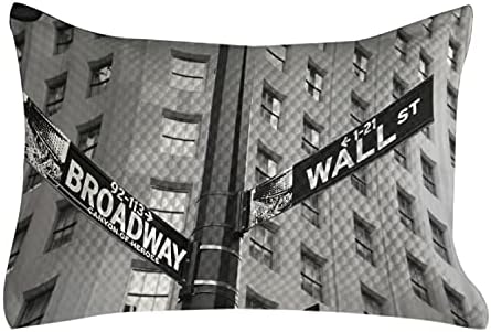 כיסוי כריות מרופד של אמבסון ניו יורק, סימני רחוב של צומת מימון וול סטריט ויעדי תיאטרון, כיסוי כרית מבטא