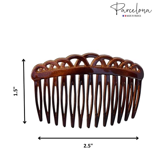 פרסלונה צרפתית כתר צב מעטפת חום קטן 2 3/4 צלולואיד סט של 2 גמיש 13 שיניים צד שיער קומבס עבור נשים ובנות,