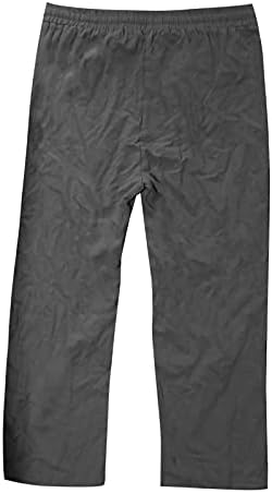 מכנסי פשתן כותנה של Wenkomg1 גברים, מכנסיים נוחים ונוחים יבש מהיר משקל בינוני מכנסיים עם מותניים הניתנים