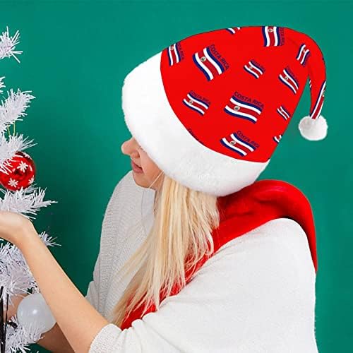 דגל של קוסטה ריקה מצחיק חג המולד כובע סנטה קלאוס כובעי קצר קטיפה עם לבן חפתים עבור חג המולד חג מסיבת