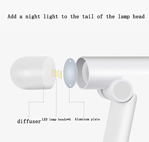 מנורת שולחן yclznb, מנורת שולחן LED, 10W, התאמה של ארבעה הילוכים, מתג מגע, ראש מנורה ניתן לקפל 180 מעלות,