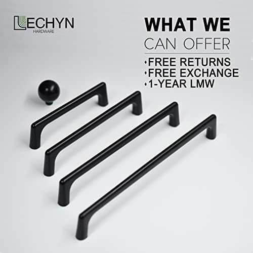 Lechyn 10 חבילה 22 ממ מוצק מט מטבח שחור שחור ידיות חומרה, ידיות כדור עגולות למגירת שידה ארון ארון ארון