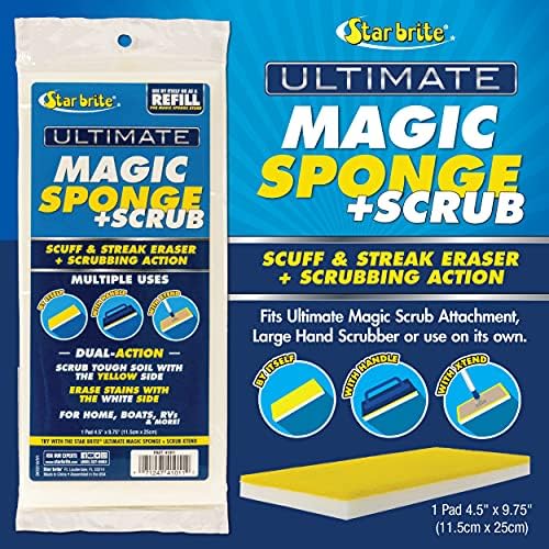 Star Brite Ultimate Magic Sponge + Scrub Scrub - השתמש בפני עצמו, עם ידית או עם ראש Flex Flex עד 10