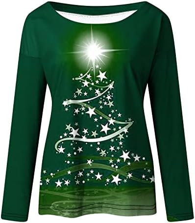 באנייה בגדי חורף לנשים צוואר צוואר חג מולד שמח טש חולצות דחיפה סוודרים ארוכים לחג המולד לנשים