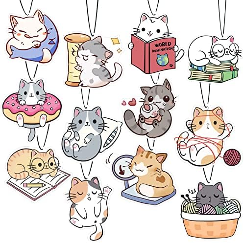 12 חבילה חמוד רכב חתול מטהר אוויר תלוי לנשים מאווררי בנות מתנה ליום הולדת מתנה ארוכת זמן מטהר אוויר