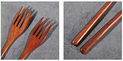 עץ מזלג 8.8 אינץ ארוך ידית לשימוש חוזר יפני סגנון בעבודת יד מטבח תשמיש לקינוחים, שבבים, חטיפים, דגנים,