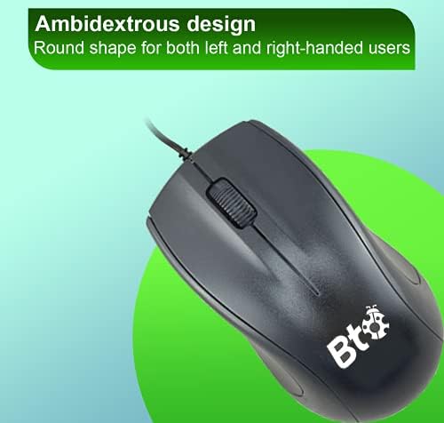 עכבר Bto Courded, עכבר אופטי USB קווי עם 1000/2000 dpi, למחשבים, עיצוב ארגונומי, שולחן עבודה, מחשב,