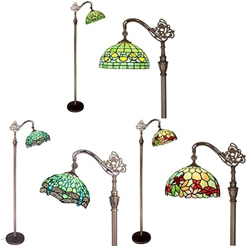 ז'ארט טיפאני מנורת רצפה בסגנון ויטראז 'זווית זכוכית מתכווננת צווארון מקושת קשת עומד קריאה אור אור 65