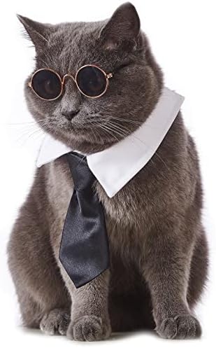 תחפוש חתיכות חתיכות חתול דופוי חיות מחמד מתכווננות עם משקפי שמש צווארון עניבות טוקסידו פורמלי לחתולים