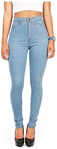 Andongnywell ג'וניורס לנשים עלייה גבוהה מכנסי ג'ינס בלתי ניתנים להתנגדות מכנסי ג'ינס רזים מכנסיים רזים