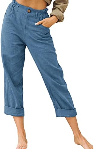 מכנסי פשתן כותנה מכנסי שמלה זורמים מכנסיים מותניים גבוהים מכנסי רגל רחבים מזדמנים מכנסיים נושמים מכנסיים