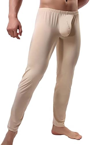 מכנסי תחתונים ארוכים צמודים לגברים תחתונים רכים עלייה נמוכה חותלות אלסטיות מכנסיים מכנסיים שינה