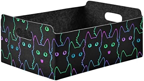סל אחסון מתקפל של קטאקו פחי אחסון מרגישים מתקפלים עין של חתול שחור עם מארגן מגירות ידית קופסת מדף קוביית