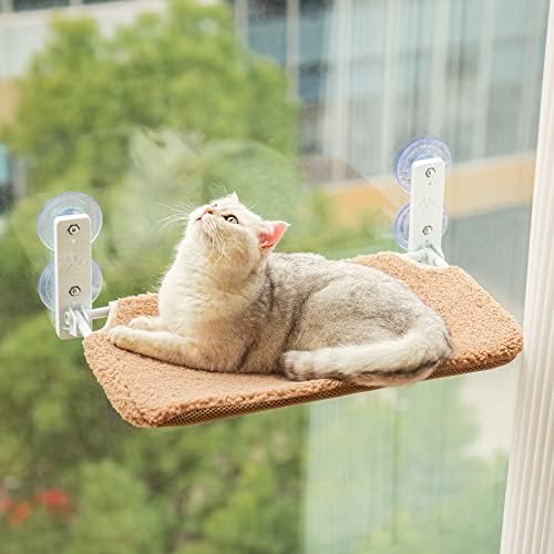 חתול חלון מוט עמיד חתול ערסל מושב לחתולים מקורה הפיך מחצלת שימוש שנה-סביב מתקפל חתול מיטת מתן סביב כל