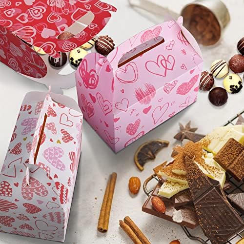 לאסוף כיף 24 חתיכות חג האהבה לב ורוד לוהט אהבה לטפל בקופסאות ממתקים קופסאות טובות קופסאות קרטון קופסאות