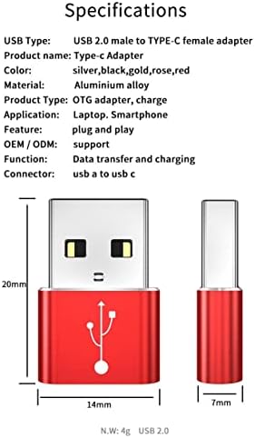 מתאם גלי תיבה תואם ל- Dell Latitude Tablet PC 5285-USB-A TO C PORTCHANGER, USB Type-C OTG USB-A המרת