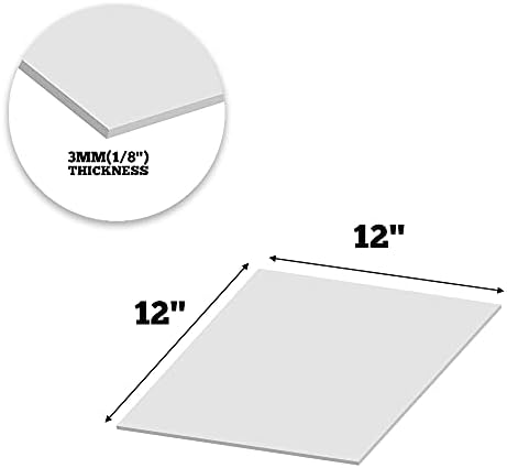 גיליון פוליוויניל כלוריד מורחב-קצף קשיח קל-3 מ מ-12 איקס 12 אינץ ' - לבן-אידיאלי עבור שילוט, מציג, הדפסה