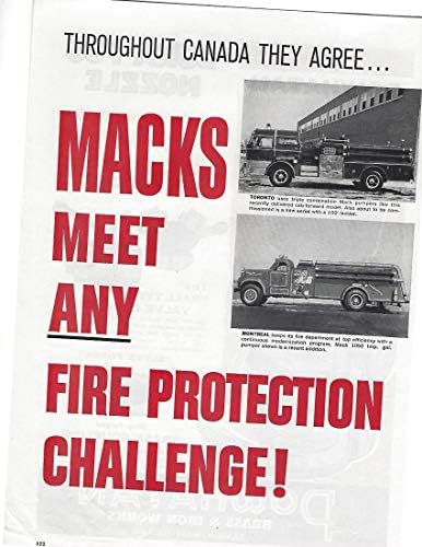1961 מגזין מקורי מודעה מודעה מס '2 מנוע כבאית מאק קנדה קנדה מדריכים
