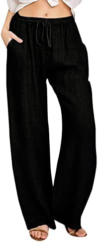 מכנסי יוגה בגודל Miashui פלוס מכנסי יוגה נשים מזדמנים של נשים כותנה כותנה רופפת מכנסי כותנה מכנסיים