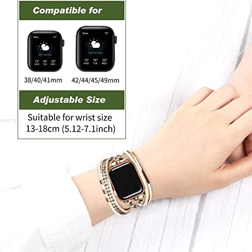 רצועות עור של Charmingo Boho תואמות צמיד פס שעון של Apple לגברים נשים 38 ממ/40 ממ/41 ממ, רצועת שעון