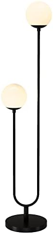 Henn & Hart 2 מנורת רצפה קלה עם גווני זכוכית בברונזה מושחרת/חלב לבן, מנורת רצפה למשרד ביתי, חדר שינה,