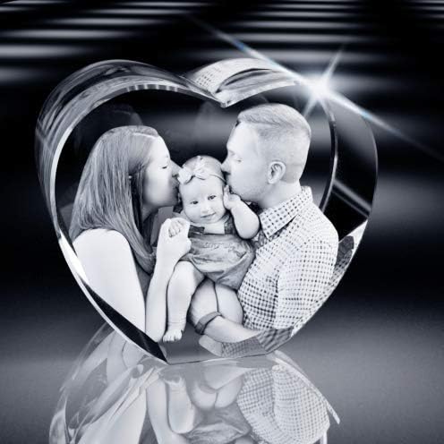 יאגי תלת מימד תצלום חרוט מסגרת תמונה בצורת לב קריסטל הכוללת צילום גביש תלת מימדי בהגדרה גבוהה בהתאמה